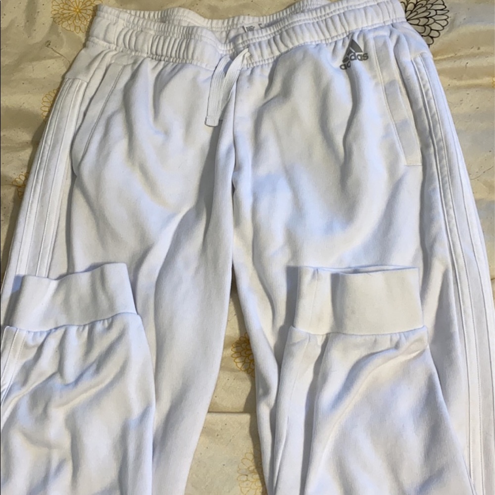 White adidas jogger sweat pants